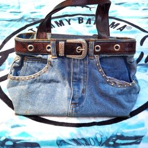 Western Cowgirl Denim Leather Belt Purse